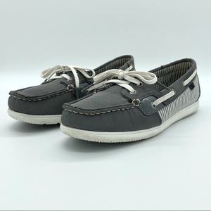Sperry Top-Sider Gray Stripe Fabric Patent 7.5